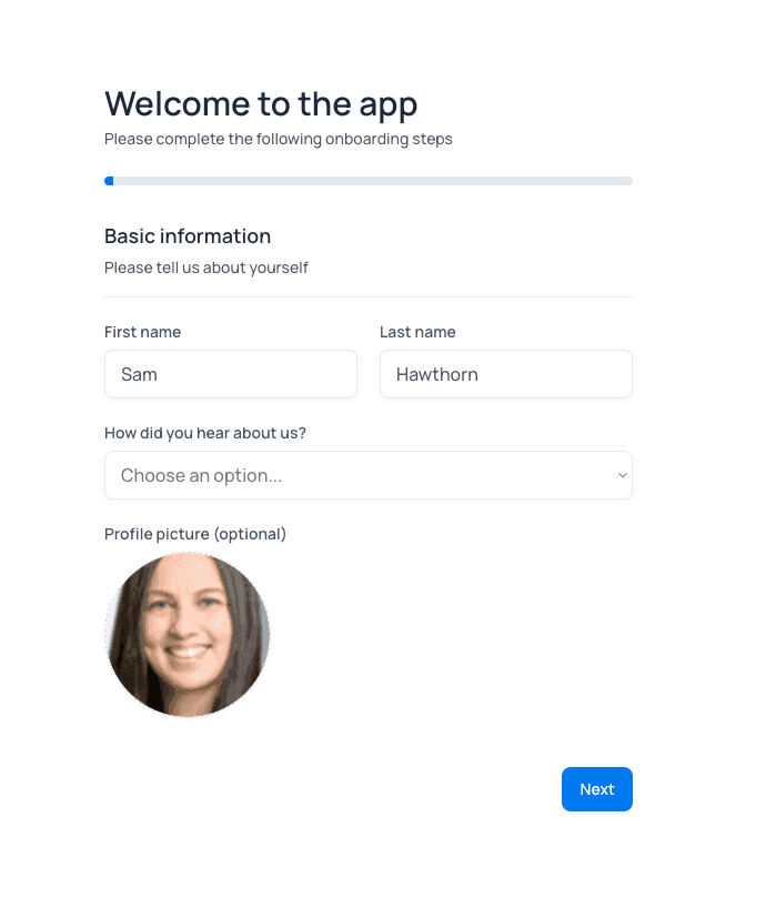 Onboarding flow